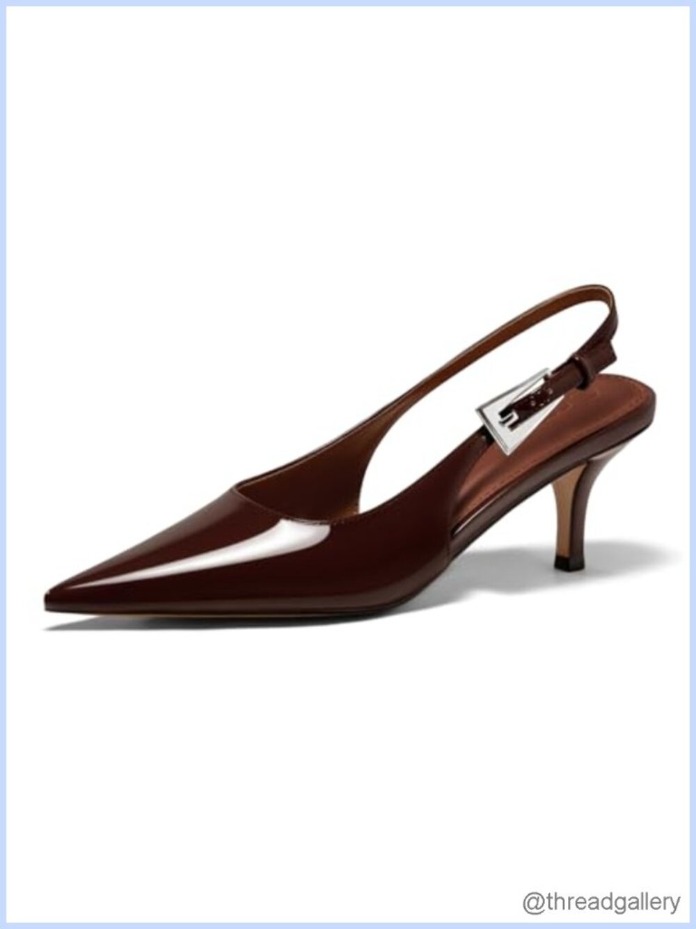 Womens Slingback Kitten Heels Pointed Toe Buckle Pumps Dress Shoes